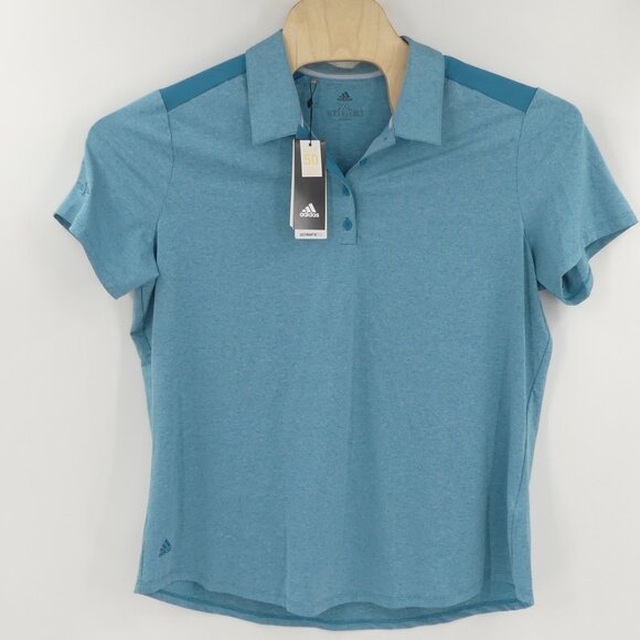 NWT ADIDAS Women’s 2XL Ultimate 365 Heather Blue Polo Shirt UPF 50 - Picture 1 of 8